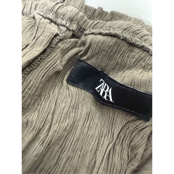 Zara Women's Suit Trousers Sz M Green Tapered Dress Pants Crumpled fabric - Picture 12 of 15